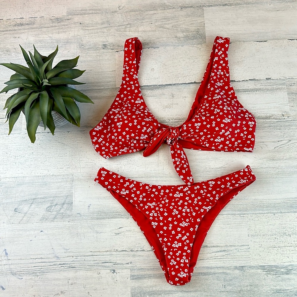 Red floral bikini size M